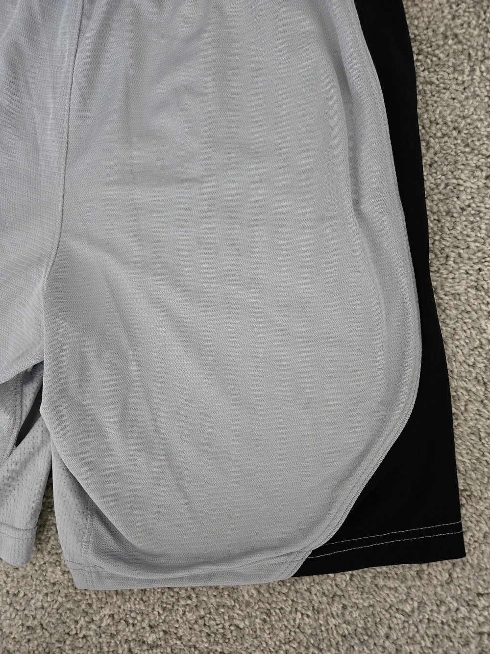 Nike Light Gray Athletic Shorts with Black Side Panels